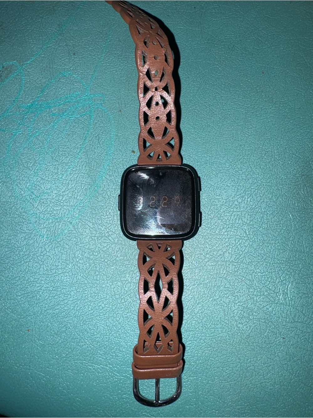 fitbit Brown Laser-Cut Leather Strap Smartwatch